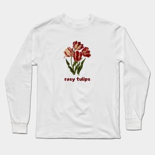 Tulip Tulips Vintage Minimalist Flora Positive Art Deco Long Sleeve T-Shirt